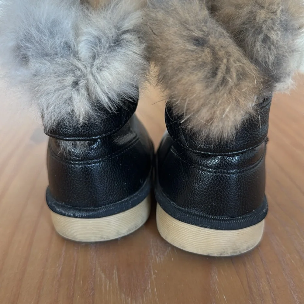 Comfy kids baby black snow boots with fur - Picture 7 of 10